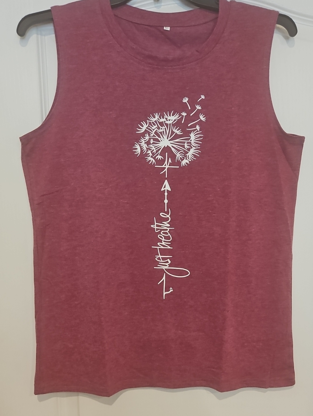 Graphic Tank Dandelion Print Just Breathe New